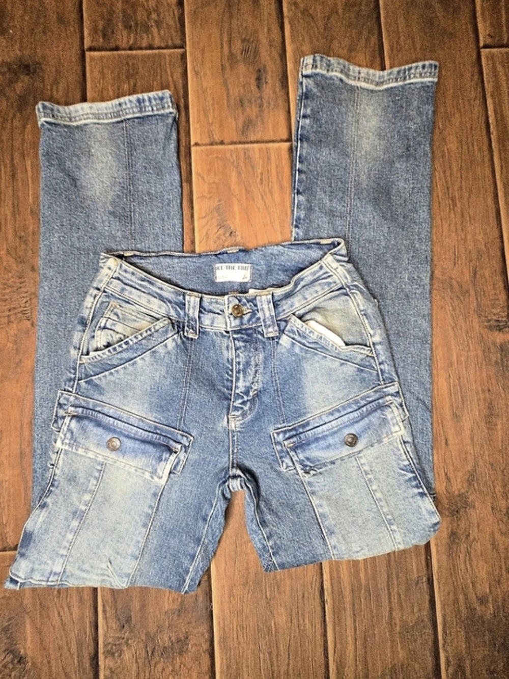 Womens We The Free Cargo Jeans Blue Waist 26